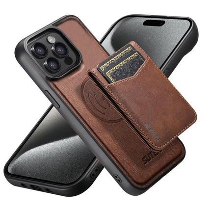 Suteni G5S5 2-in-1 Magnetic Detachable Bottle Opener Card Bag Cow Leather Back Phone Case, For iPhone 15 Pro Max, For iPhone 15 Pro, For iPhone 15 Plus, For iPhone 15, For iPhone 14 Plus, For iPhone 14, For iPhone 14 Pro, For iPhone 14 Pro Max
