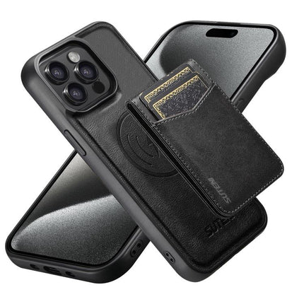 Suteni G5S5 2-in-1 Magnetic Detachable Bottle Opener Card Bag Cow Leather Back Phone Case, For iPhone 15 Pro Max, For iPhone 15 Pro, For iPhone 15 Plus, For iPhone 15, For iPhone 14 Plus, For iPhone 14, For iPhone 14 Pro, For iPhone 14 Pro Max