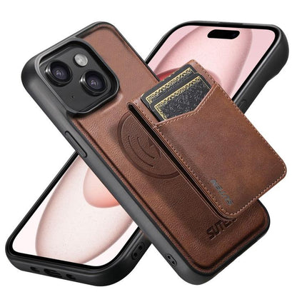 Suteni G5S5 2-in-1 Magnetic Detachable Bottle Opener Card Bag Cow Leather Back Phone Case, For iPhone 15 Pro Max, For iPhone 15 Pro, For iPhone 15 Plus, For iPhone 15, For iPhone 14 Plus, For iPhone 14, For iPhone 14 Pro, For iPhone 14 Pro Max