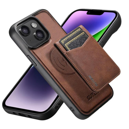 Suteni G5S5 2-in-1 Magnetic Detachable Bottle Opener Card Bag Cow Leather Back Phone Case, For iPhone 15 Pro Max, For iPhone 15 Pro, For iPhone 15 Plus, For iPhone 15, For iPhone 14 Plus, For iPhone 14, For iPhone 14 Pro, For iPhone 14 Pro Max