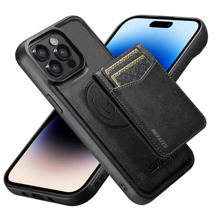 Suteni G5S5 2-in-1 Magnetic Detachable Bottle Opener Card Bag Cow Leather Back Phone Case, For iPhone 15 Pro Max, For iPhone 15 Pro, For iPhone 15 Plus, For iPhone 15, For iPhone 14 Plus, For iPhone 14, For iPhone 14 Pro, For iPhone 14 Pro Max