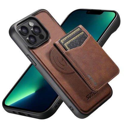 Suteni G5S5 2-in-1 Magnetic Detachable Bottle Opener Card Bag Cow Leather Back Phone Case, For iPhone 13 Pro Max, For iPhone 13 Pro, For iPhone 13, For iPhone 12 Pro Max, For iPhone 12 / 12 Pro