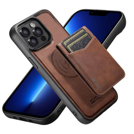 Suteni G5S5 2-in-1 Magnetic Detachable Bottle Opener Card Bag Cow Leather Back Phone Case, For iPhone 13 Pro Max, For iPhone 13 Pro, For iPhone 13, For iPhone 12 Pro Max, For iPhone 12 / 12 Pro