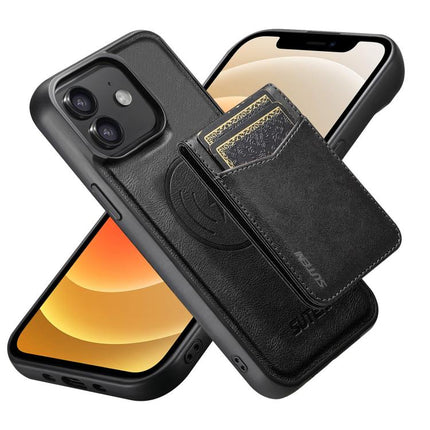 Suteni G5S5 2-in-1 Magnetic Detachable Bottle Opener Card Bag Cow Leather Back Phone Case, For iPhone 13 Pro Max, For iPhone 13 Pro, For iPhone 13, For iPhone 12 Pro Max, For iPhone 12 / 12 Pro