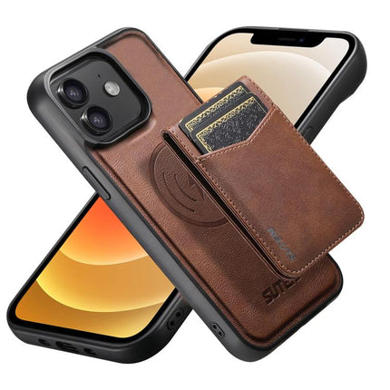 Suteni G5S5 2-in-1 Magnetic Detachable Bottle Opener Card Bag Cow Leather Back Phone Case, For iPhone 13 Pro Max, For iPhone 13 Pro, For iPhone 13, For iPhone 12 Pro Max, For iPhone 12 / 12 Pro