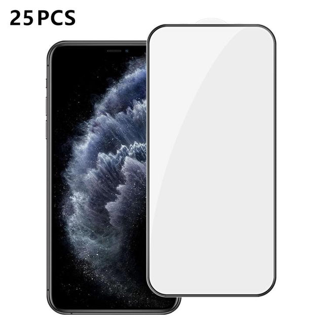 25pcs High-Aluminum Full-Coverage Anti-Fingerprint Screen-Printed HD Tempered Glass Film, For iPhone 11 Pro Max, For iPhone 11, For iPhone 11 Pro, For iPhone XS, For iPhone XR, For iPhone XS Max, For iPhone X, For iPhone 8 Plus, For iPhone 8           ...