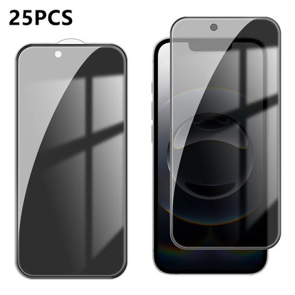 25pcs High-Aluminum Full-Coverage Anti-Fingerprint Screen-Printed Privacy Tempered Glass Film, For iPhone 17e / 16e, For iPhone 17 Pro Max, For iPhone 17 Pro, For iPhone 17, For iPhone Air, For iPhone 16 Pro Max, For iPhone 16 Pro, For iPhone 16 Plus  ...