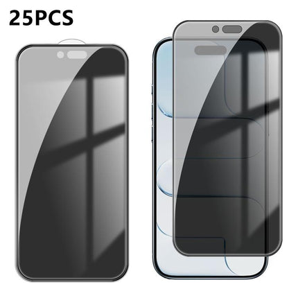 25pcs High-Aluminum Full-Coverage Anti-Fingerprint Screen-Printed Privacy Tempered Glass Film, For iPhone 17e / 16e, For iPhone 17 Pro Max, For iPhone 17 Pro, For iPhone 17, For iPhone Air, For iPhone 16 Pro Max, For iPhone 16 Pro, For iPhone 16 Plus  ...