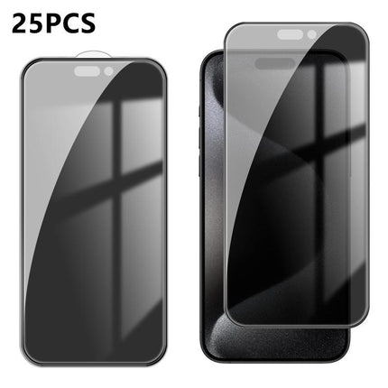 25pcs High-Aluminum Full-Coverage Anti-Fingerprint Screen-Printed Privacy Tempered Glass Film, For iPhone Fold Outer Screen, For iPhone 18, For iPhone 18 Pro, For iPhone 18 Pro Max, For iPhone 17 Pro Max, For iPhone 17 Pro, For iPhone 17, For iPhone Ai...