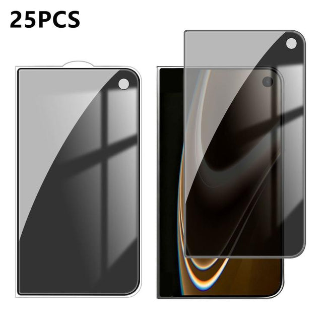 25pcs High-Aluminum Full-Coverage Anti-Fingerprint Screen-Printed Privacy Tempered Glass Film, For iPhone Fold Outer Screen, For iPhone 18, For iPhone 18 Pro, For iPhone 18 Pro Max, For iPhone 17 Pro Max, For iPhone 17 Pro, For iPhone 17, For iPhone Ai...