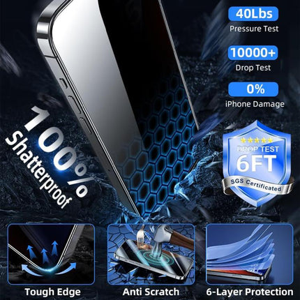 25pcs High-Aluminum Full-Coverage Anti-Fingerprint Screen-Printed Privacy Tempered Glass Film, For iPhone 17e / 16e, For iPhone 17 Pro Max, For iPhone 17 Pro, For iPhone 17, For iPhone Air, For iPhone 16 Pro Max, For iPhone 16 Pro, For iPhone 16 Plus  ...
