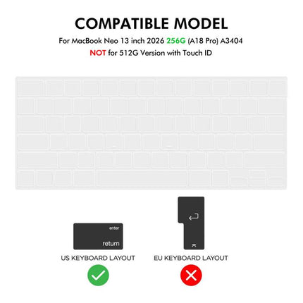 ENKAY US Version 3 in 1 Matte Protective Case with TPU Keyboard Film & PET Screen Protector, For MacBook Neo 13 inch 2026 (A3404) 256G, For MacBook Neo 13 inch 2026 (A3404) 512G
