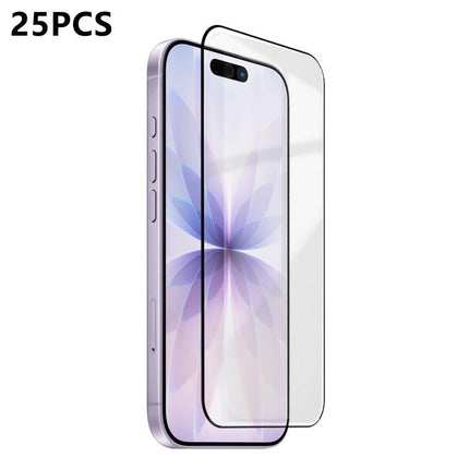 25pcs Ultra-thin Ultrasonic HD Screen-Printed High-Alumina Full Glue Tempered Glass Film, For iPhone 17e / 16e, For iPhone 17 Pro Max, For iPhone 17 Pro, For iPhone 17, For iPhone Air, For iPhone 16 Pro Max, For iPhone 16 Pro, For iPhone 16 Plus       ...