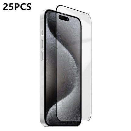 25pcs Ultra-thin Ultrasonic HD Screen-Printed High-Alumina Full Glue Tempered Glass Film, For iPhone 17e / 16e, For iPhone 17 Pro Max, For iPhone 17 Pro, For iPhone 17, For iPhone Air, For iPhone 16 Pro Max, For iPhone 16 Pro, For iPhone 16 Plus       ...