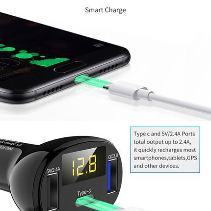 C02 Car Power Adapter in-car Phone Charger Type-C Fast Charger QC3.0 Dual USB Ports DC5V 2.4A 12V 24V Cigarette Lighter Power Supply