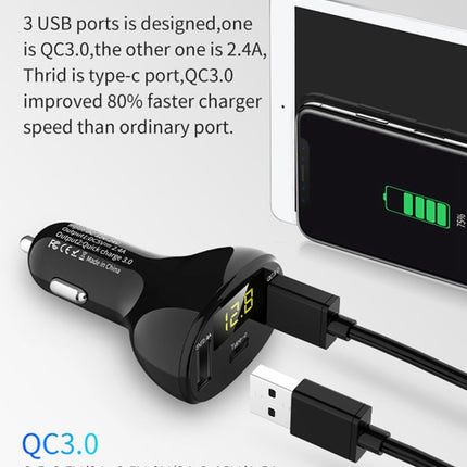 C02 Car Power Adapter in-car Phone Charger Type-C Fast Charger QC3.0 Dual USB Ports DC5V 2.4A 12V 24V Cigarette Lighter Power Supply