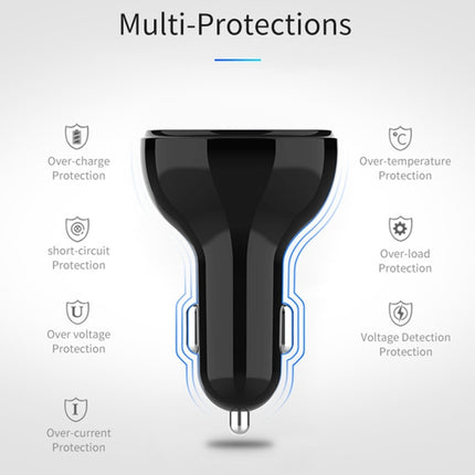 C02 Car Power Adapter in-car Phone Charger Type-C Fast Charger QC3.0 Dual USB Ports DC5V 2.4A 12V 24V Cigarette Lighter Power Supply