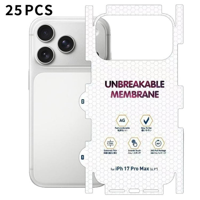 25pcs Diamond Invisible Back Frosted Full-Coverage Hydrogel Film, For iPhone 17 Pro Max, For iPhone 17 Pro, For iPhone 17, For iPhone Air, For iPhone 16 Pro Max, For iPhone 16 Pro, For iPhone 16 Plus, For iPhone 16, For iPhone 15 Pro Max               ...