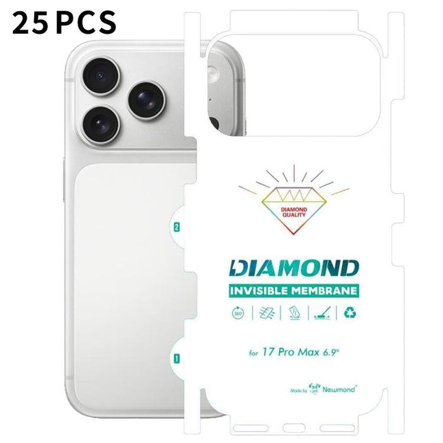 25pcs Diamond Invisible Back Transparent HD Full-Coverage Hydrogel Film, For iPhone 17 Pro Max, For iPhone 17 Pro, For iPhone 17, For iPhone Air, For iPhone 16 Pro Max, For iPhone 16 Pro, For iPhone 16 Plus, For iPhone 16, For iPhone 15 Pro Max        ...