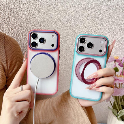 Semi-transparent Color Shield 360 Rotation Holder Magnetic Phone Case, For iPhone 17 Pro Max, For iPhone 17 Pro