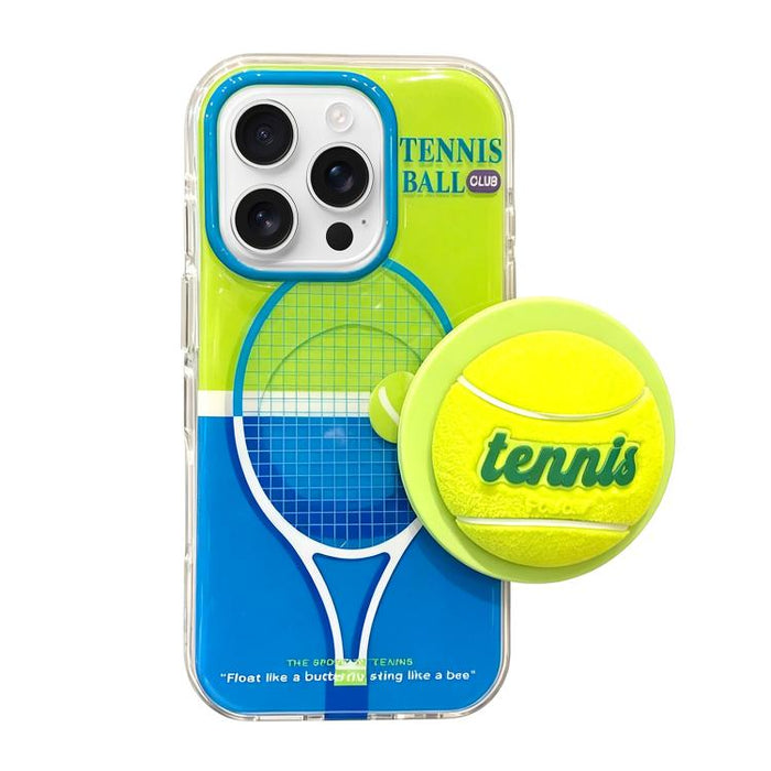 Fun Summer Striped Tennis Magnetic Holer Phone Case, For iPhone 16 Pro Max, For iPhone 16 Pro, For iPhone 15 Pro Max, For iPhone 15 Pro, For iPhone 15, For iPhone 14, For iPhone 14 Pro, For iPhone 14 Pro Max
