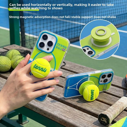 Fun Summer Striped Tennis Magnetic Holer Phone Case, For iPhone 16 Pro Max, For iPhone 16 Pro, For iPhone 15 Pro Max, For iPhone 15 Pro, For iPhone 15, For iPhone 14, For iPhone 14 Pro, For iPhone 14 Pro Max