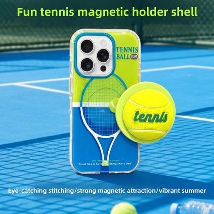 Fun Summer Striped Tennis Magnetic Holer Phone Case, For iPhone 16 Pro Max, For iPhone 16 Pro, For iPhone 15 Pro Max, For iPhone 15 Pro, For iPhone 15, For iPhone 14, For iPhone 14 Pro, For iPhone 14 Pro Max