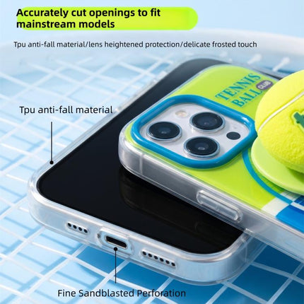 Fun Summer Striped Tennis Magnetic Holer Phone Case, For iPhone 16 Pro Max, For iPhone 16 Pro, For iPhone 15 Pro Max, For iPhone 15 Pro, For iPhone 15, For iPhone 14, For iPhone 14 Pro, For iPhone 14 Pro Max