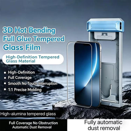 3D Curved Full Glue Full-Screen Easy Install Box Dust-Free Anti-Fingerprint Tempered Glass Film, For iPhone 17 Pro Max, For iPhone 17 Pro, For iPhone 16 Pro Max, For iPhone 16 Pro, For iPhone 15 Pro Max, For iPhone 15 Pro
