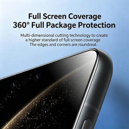 3D Curved Full Glue Full-Screen Easy Install Box Dust-Free Anti-Fingerprint Tempered Glass Film, For iPhone 17 Pro Max, For iPhone 17 Pro, For iPhone 16 Pro Max, For iPhone 16 Pro, For iPhone 15 Pro Max, For iPhone 15 Pro