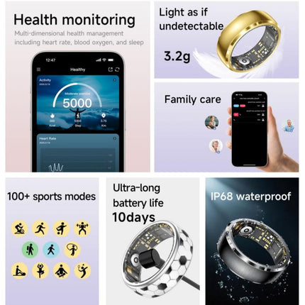 SY15 SIZE 12 Smart Ring, Supports Health Monitoring / Gesture Control