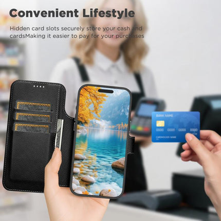 Suteni Q09 Magnetic Detachable Wallet  2 in 1 Triangle Texture Vegan Leather Phone Case, For iPhone 17 Pro Max, For iPhone 17 Pro, For iPhone 17, For iPhone 16 Pro Max, For iPhone 16 Pro, For iPhone 16, For iPhone 15 Pro Max, For iPhone 15 Pro