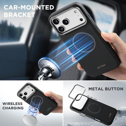 Suteni Q09 Magnetic Detachable Wallet  2 in 1 Triangle Texture Vegan Leather Phone Case, For iPhone 15, For iPhone 14 Pro, For iPhone 14 Pro Max, For iPhone 14 / 13