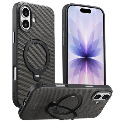 Suteni G7 360 Rotation Magnetic Holder Triangle Texture Vegan Leather Back Phone Case, For iPhone 17 Pro Max, For iPhone 17 Pro, For iPhone 17, For iPhone 16 Pro Max, For iPhone 16 Pro, For iPhone 16, For iPhone 15 Pro Max, For iPhone 15 Pro