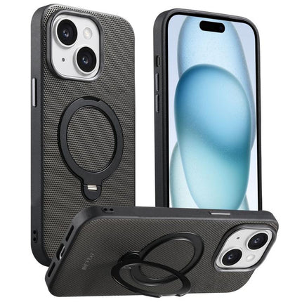 Suteni G7 360 Rotation Magnetic Holder Triangle Texture Vegan Leather Back Phone Case, For iPhone 15, For iPhone 14 Pro, For iPhone 14 Pro Max, For iPhone 14 / 13