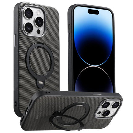 Suteni G7 360 Rotation Magnetic Holder Triangle Texture Vegan Leather Back Phone Case, For iPhone 15, For iPhone 14 Pro, For iPhone 14 Pro Max, For iPhone 14 / 13