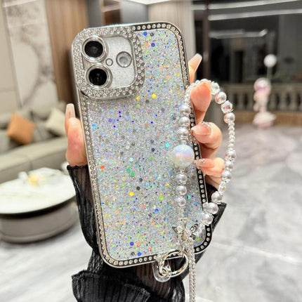 Diamond Glitter Sequins TPU Phone Case with Bracelet Chain, For iPhone 16 Pro Max, For iPhone 16 Pro, For iPhone 16 Plus, For iPhone 16