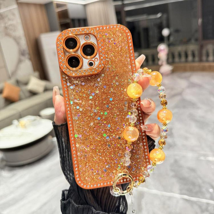 Diamond Glitter Sequins TPU Phone Case with Bracelet Chain, For iPhone 15 Pro Max, For iPhone 15 Pro, For iPhone 15 Plus, For iPhone 15
