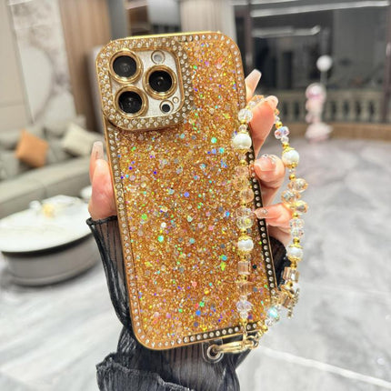Diamond Glitter Sequins TPU Phone Case with Bracelet Chain, For iPhone 14 Plus, For iPhone 14, For iPhone 14 Pro, For iPhone 14 Pro Max