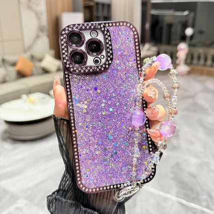 Diamond Glitter Sequins TPU Phone Case with Bracelet Chain, For iPhone 14 Plus, For iPhone 14, For iPhone 14 Pro, For iPhone 14 Pro Max