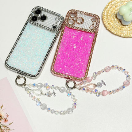 Diamond Glitter Sequins TPU Phone Case with Bracelet Chain, For iPhone 16 Pro Max, For iPhone 16 Pro, For iPhone 16 Plus, For iPhone 16