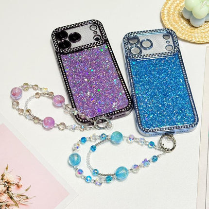 Diamond Glitter Sequins TPU Phone Case with Bracelet Chain, For iPhone 16 Pro Max, For iPhone 16 Pro, For iPhone 16 Plus, For iPhone 16