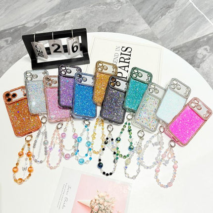 Diamond Glitter Sequins TPU Phone Case with Bracelet Chain, For iPhone 17 Pro Max, For iPhone 17 Pro