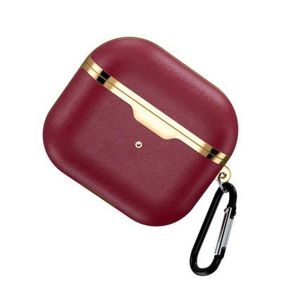 Electroplated Leather Shockproof Puleather Protective Case, For Airpods 3