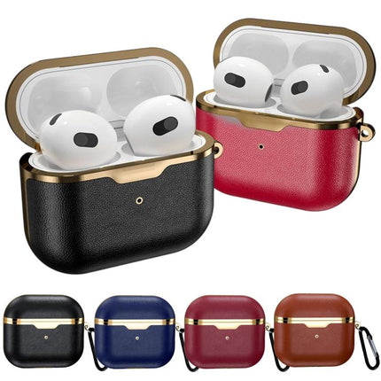 Electroplated Leather Shockproof Puleather Protective Case, For Airpods 3