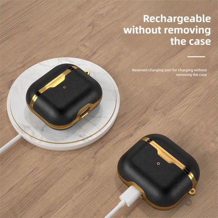 Electroplated Leather Shockproof Puleather Protective Case, For Airpods 3