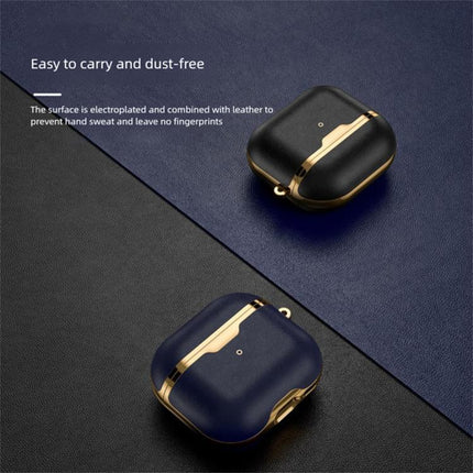 Electroplated Leather Shockproof Puleather Protective Case, For Airpods 3