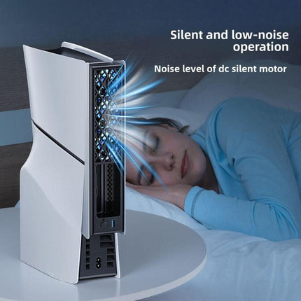 For PS5 Pro/PS5 Slim Rear Temperature-Controlled Cooling Fan Slim Consoles with RGB Lighting