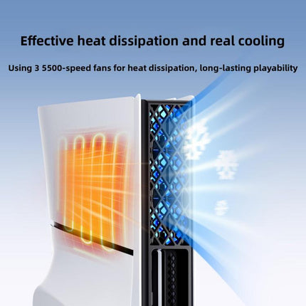 For PS5 Pro/PS5 Slim Rear Temperature-Controlled Cooling Fan Slim Consoles with RGB Lighting
