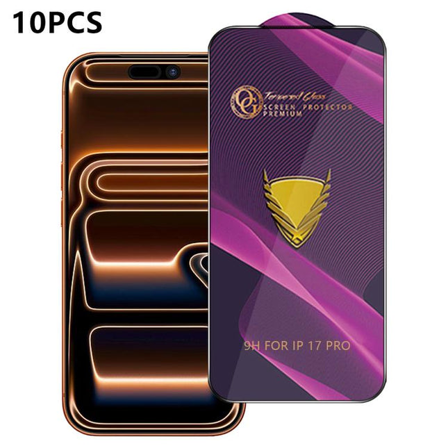 10pcs OG Purple Large-Arc Anti-Static High-Alumina Screen-Printed HD Tempered Glass Film, For iPhone Fold Outer Screen, For iPhone 17 Pro Max, For iPhone 17 Pro, For iPhone 17, For iPhone Air, For iPhone 16 Pro Max, For iPhone 16 Pro, For iPhone 16 Plu...